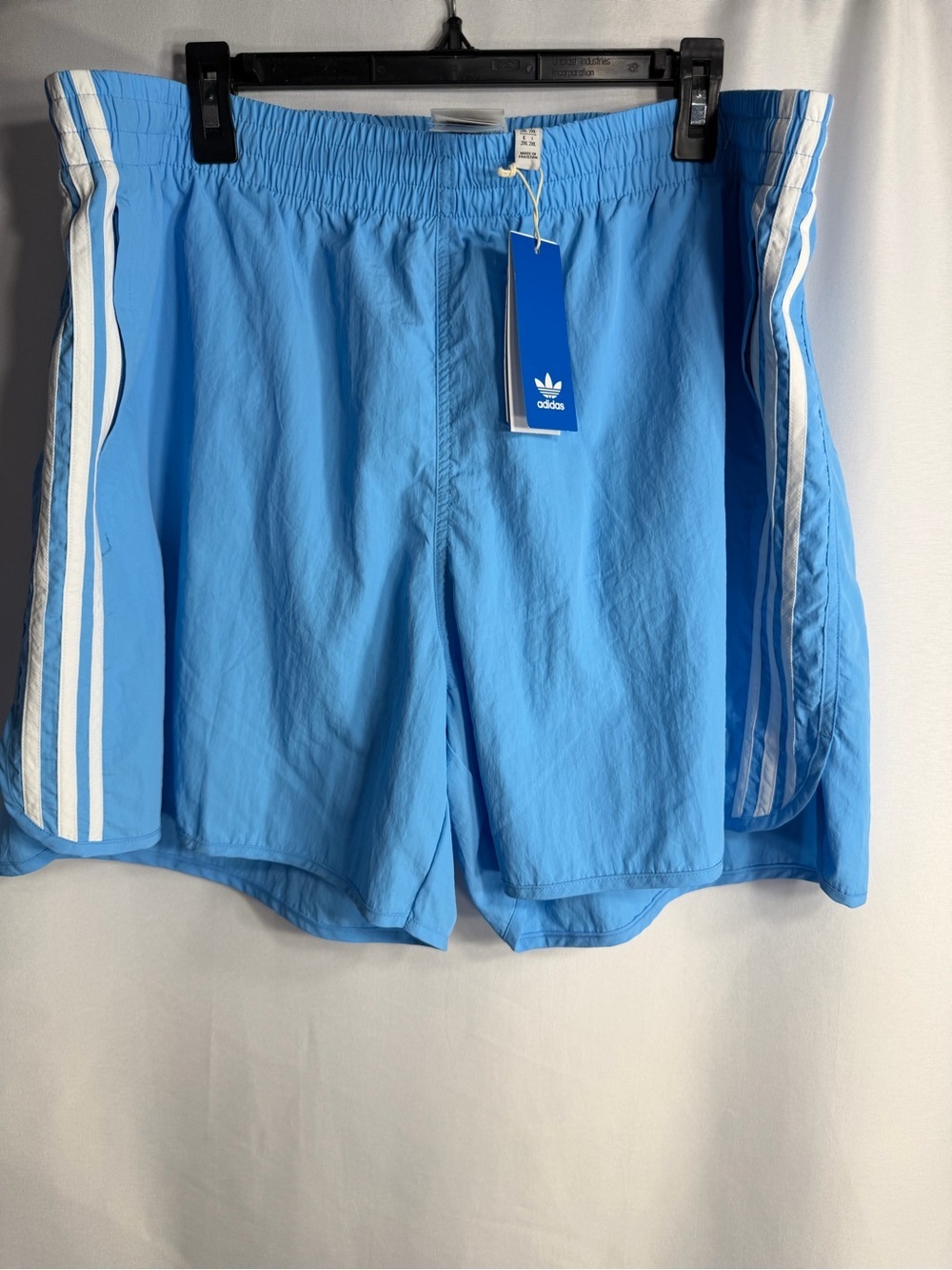 adidas Men’s Sky Blue 3-Stripes Athletic Shorts size 2XL